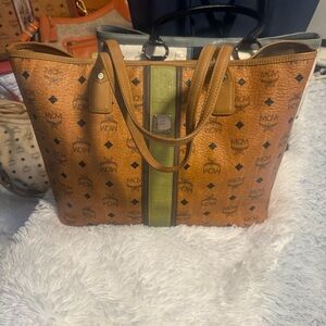 MCM Brown and Green Tote Bag
